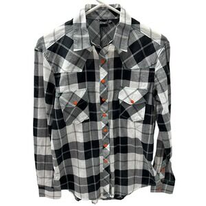 Cruel Western Shirt Pearl Snap Black Plaid Woman Size Small